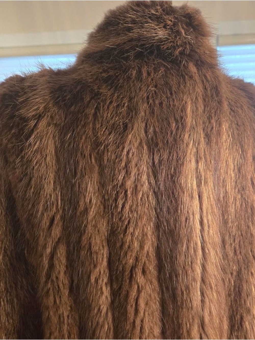 Women's Long Brown Fur Coat - Picture 5 of 8